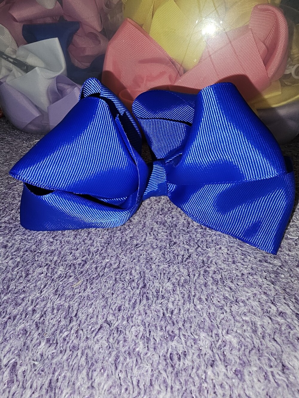 Double Stacked Boutuque Bow, Great School Spirit, Royal Blue Hair Bow, Handmade